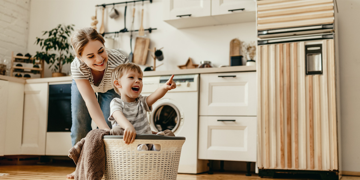 mother and child playing