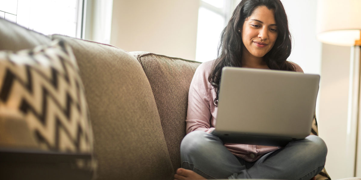 young woman on computer